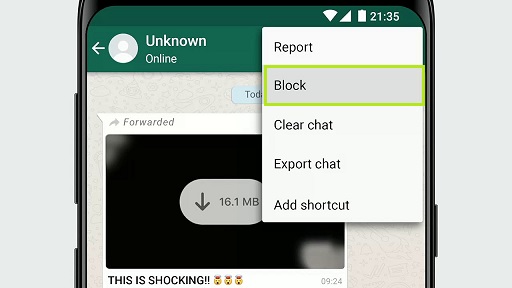 how to block a phone number on whatsapp