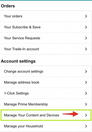 manage account in amazon