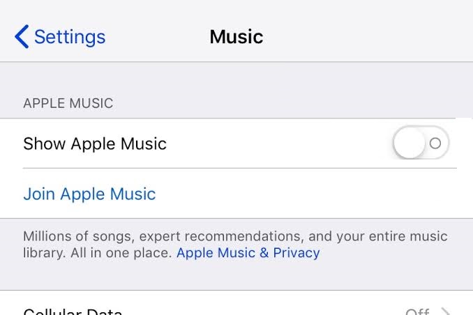 Disable the Apple Music Feature 