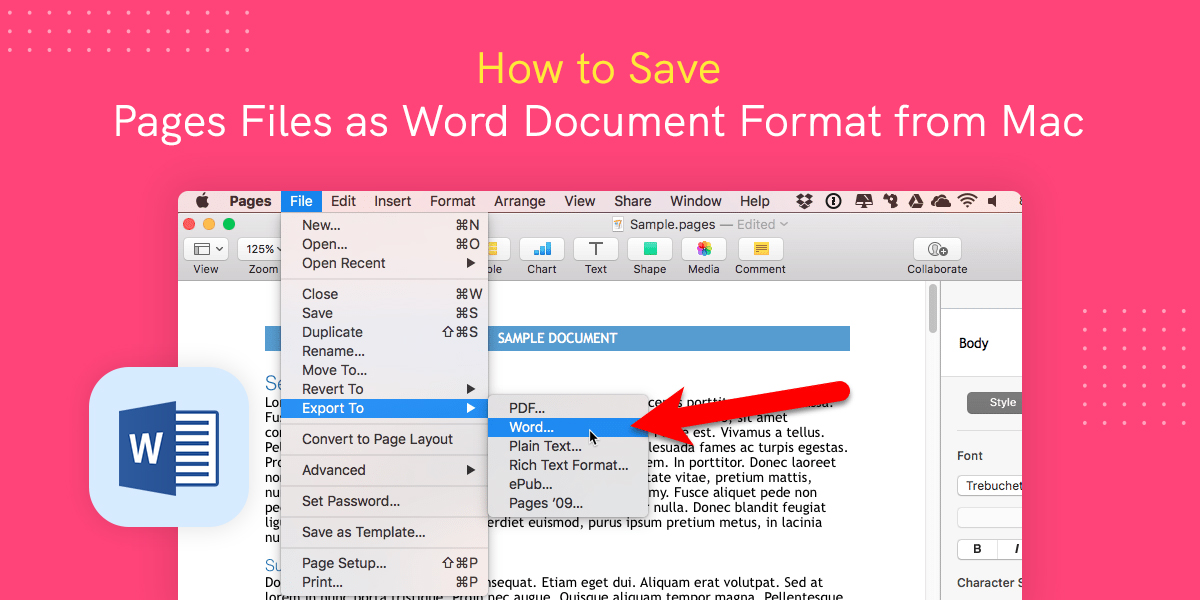 opening a .pages file in word for mac
