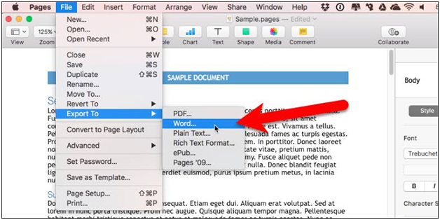 How to Save Pages Files as Word Document Format from Mac