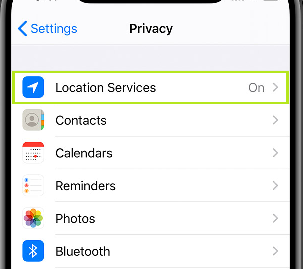 click on Location Services in iphone