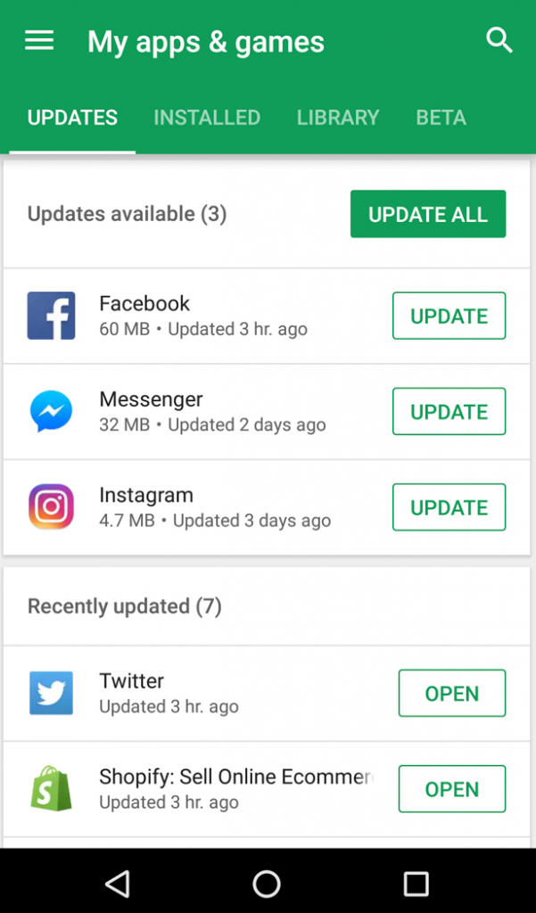 Install Pending Apps Update