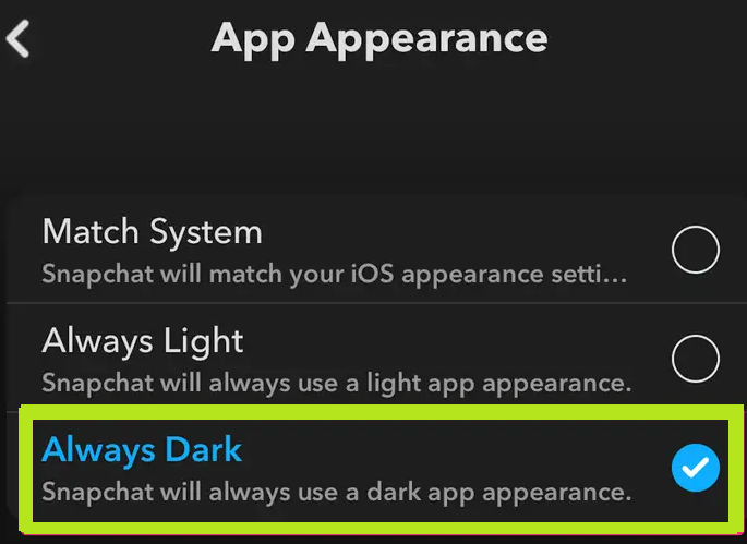 App Appearance section