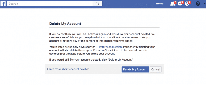 Deleting Facebook Account