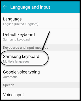 Tap on Samsung keyboard