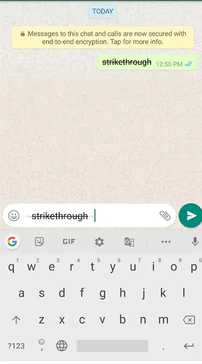 How to type Strikethrough text in WhatsApp