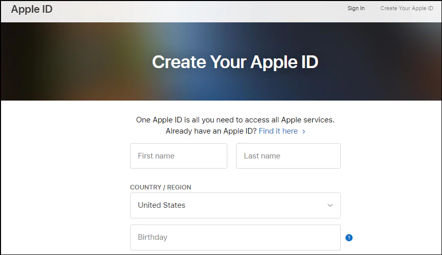 Apple ID Account setup