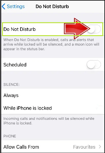 navigate to the Do Not Disturb
