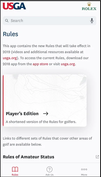 USGA Rules App