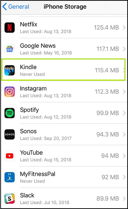 delete app from storage
