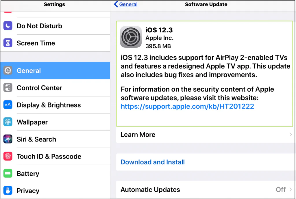 Restore your iOS 12.3