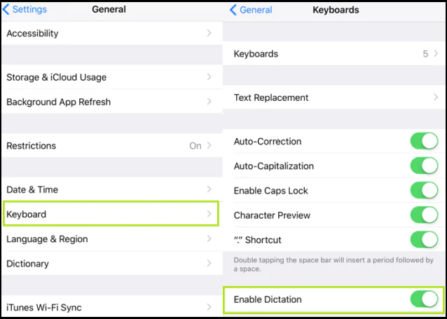 Enable Dictation in your Keyboard settings