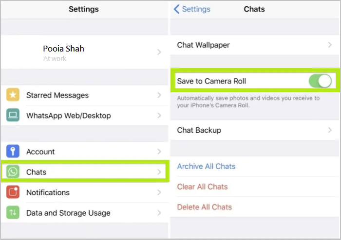 stop WhatsApp from saving media files to iPhone