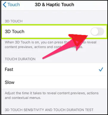 3D touch off