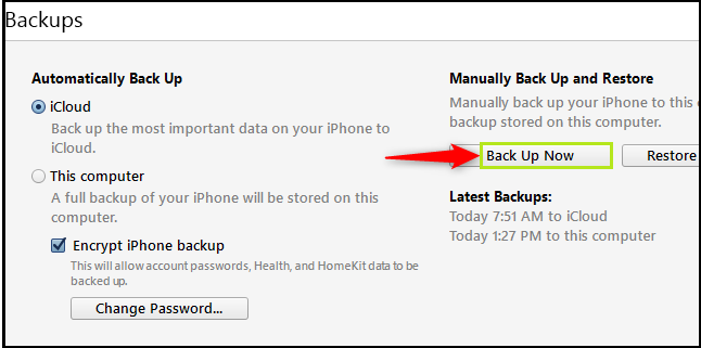 Back up your iOS 7 Using iTunes
