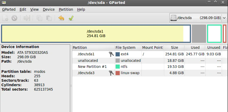 GParted (Gnome Partition Editor)