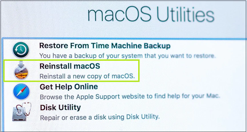 Reinstall macOS from macOS Utilities