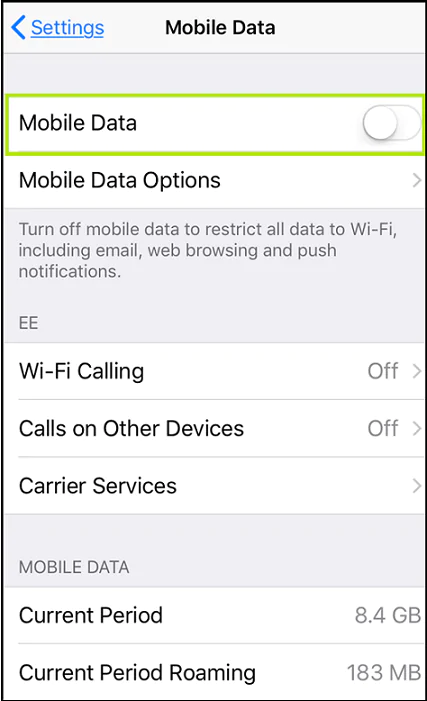 mobile data off