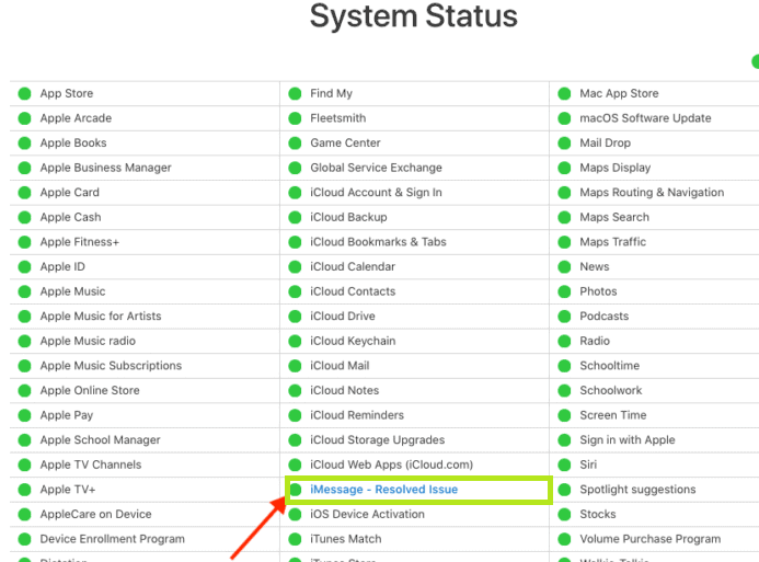 Check iMessage Server status