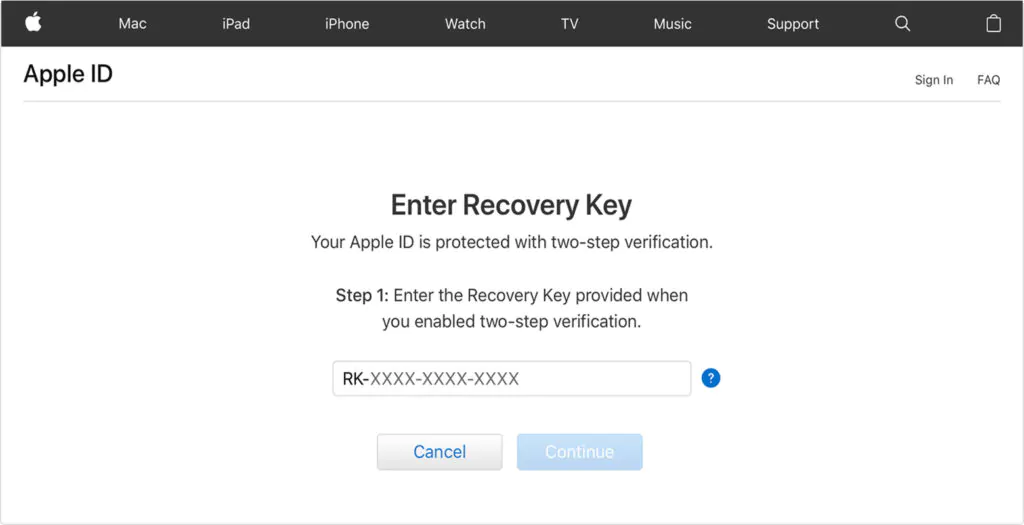 Recovery Using a Recovery Key