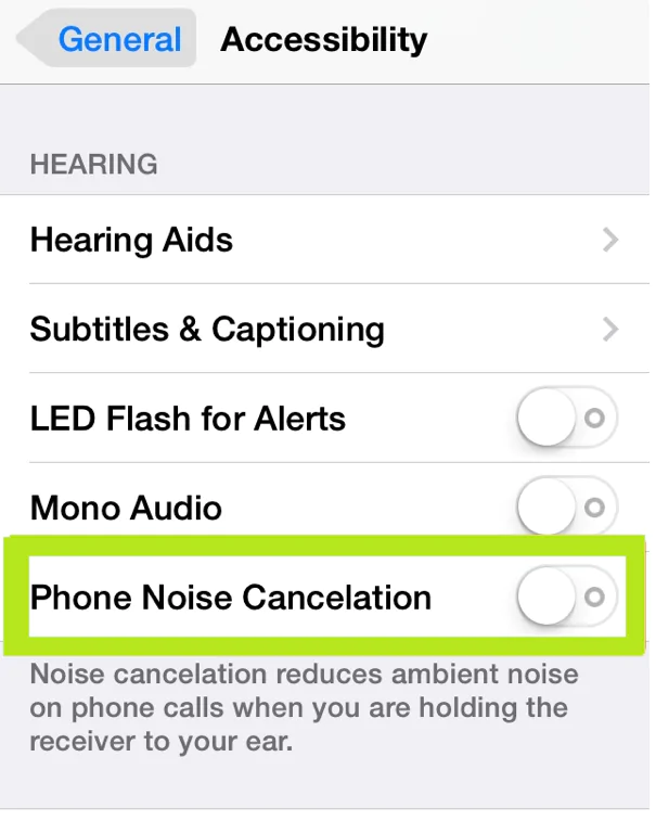phone noise cancelation off