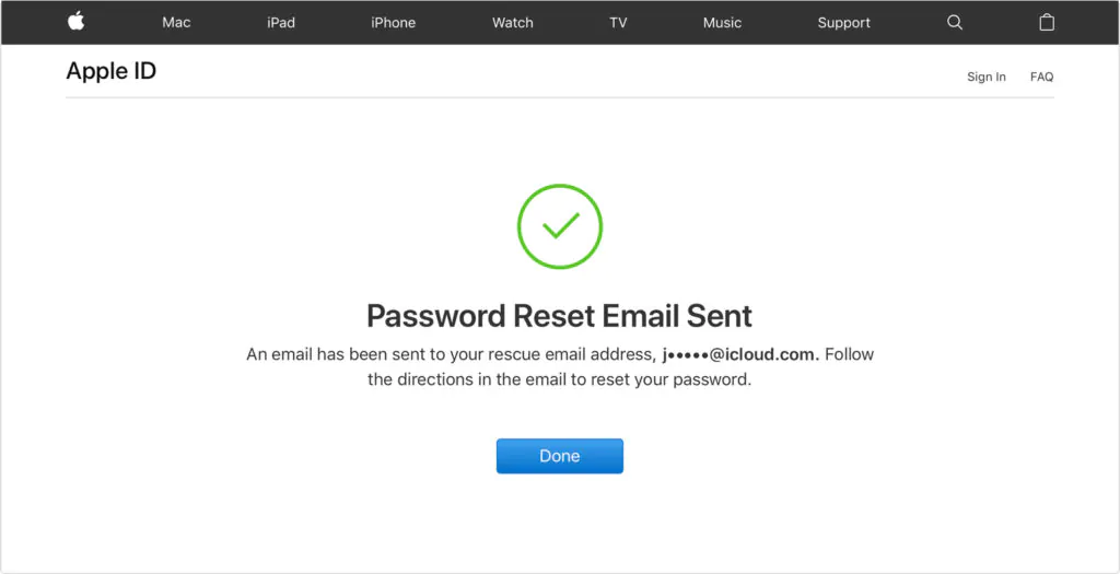 recovery process password reset of email